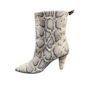 Longchamp Python Print Leather Heel Ankle Boots, Size 40 NWOB
